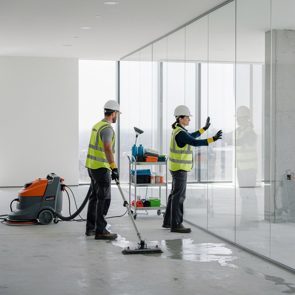 Professional cleaning team in action